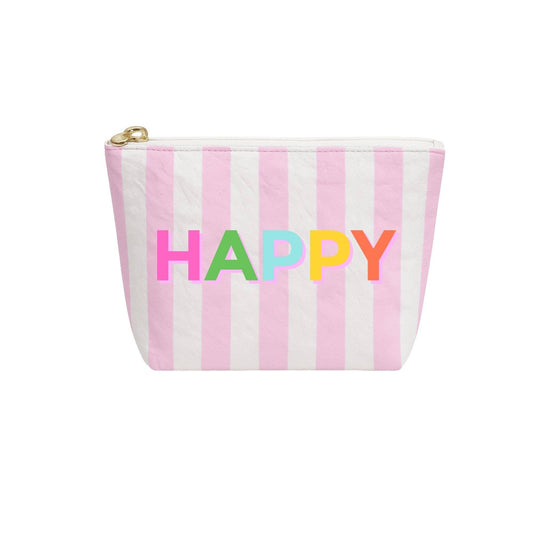 Cute Stripe Tyvek Pouch | Teen and Girl Stocking Stuffer: Pink/White Stripe