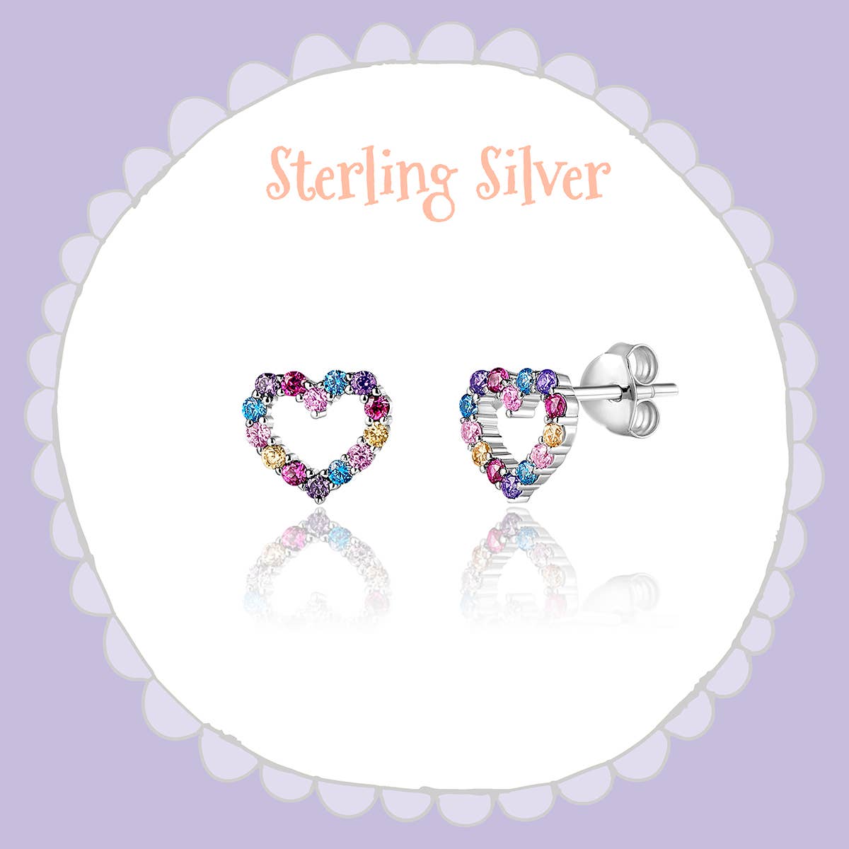 925 Sterling Silver Heart Earrings with CZ