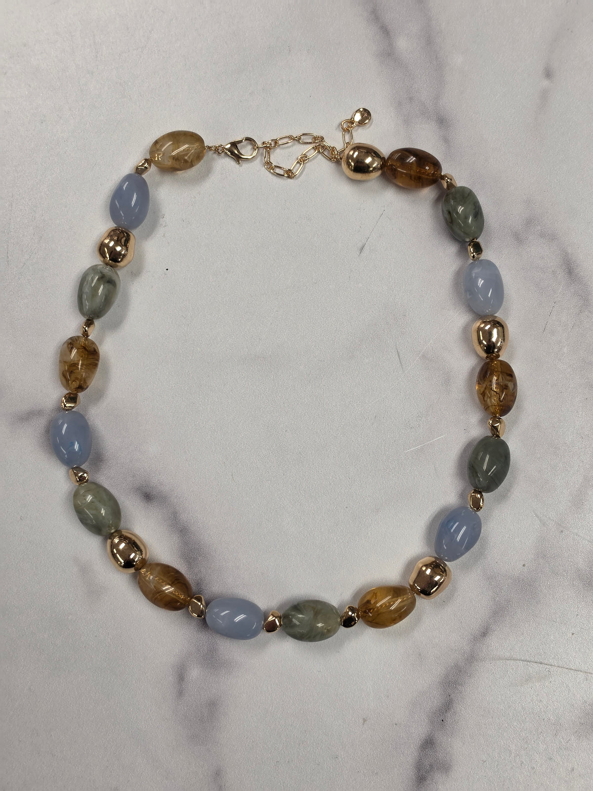 Light Blue & Brown Beaded Necklace