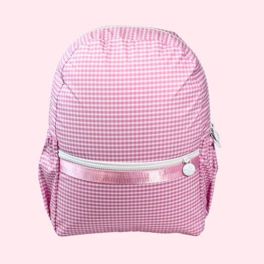 Wipeable Pink Gingham Medium Backpack w/ Pockets