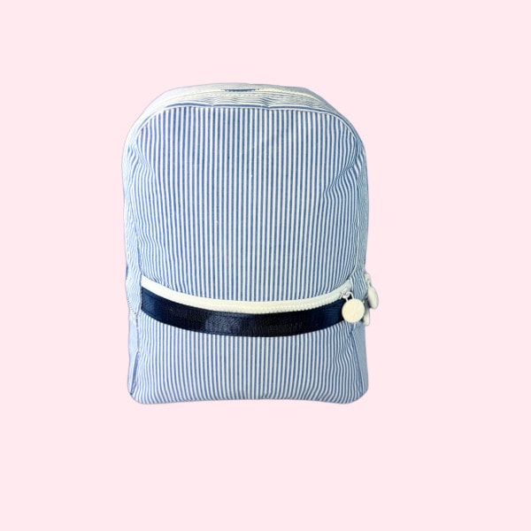 Navy Preppy Stripe Small Backpack-Wipeable