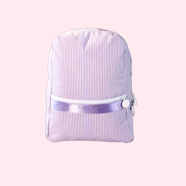 Lilac Preppy Stripe Small Backpack-Wipeable