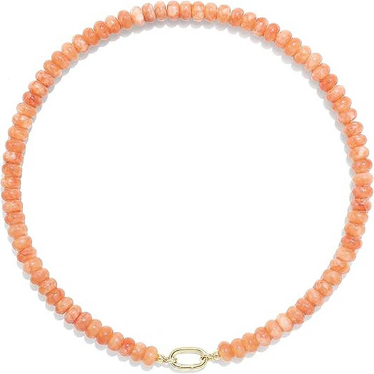 Rondelle Bead Necklace Detachable Oval Metal Buckle Dainty: Color_09 / M