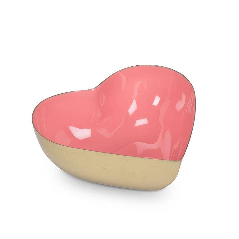 Heart Shaped Enamel Bowl-Pink