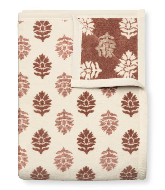 Fleur Block Print Cinnamon Blanket: Original