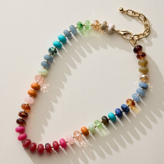 Mixed Bead Short Necklace with Adjustable Length: MUL / ONE