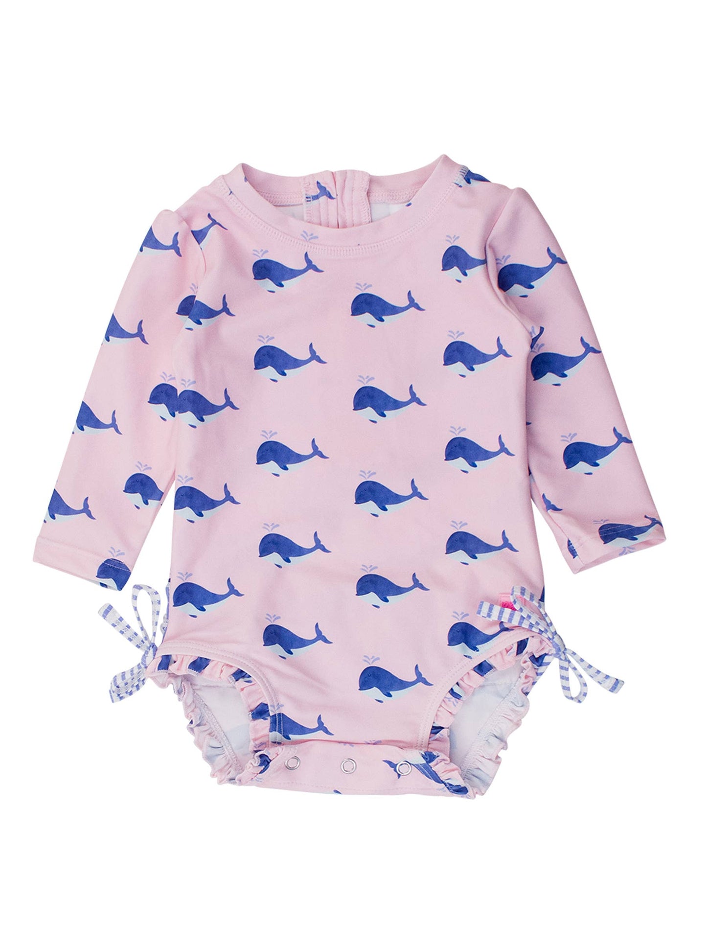 Baby Girls Pink Whale Friends Long Sleeve One Piece Rash Guard