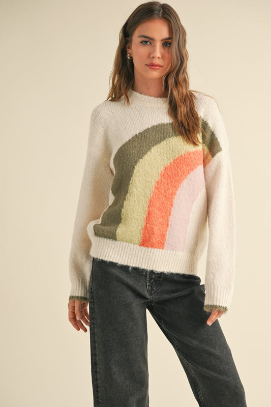 Rainbow Pattern Sweater Top