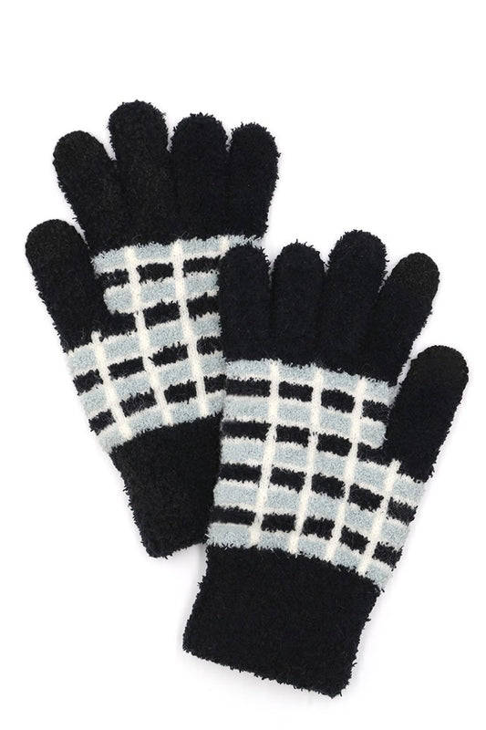 Cozy Color Blocked Smart Gloves in Black