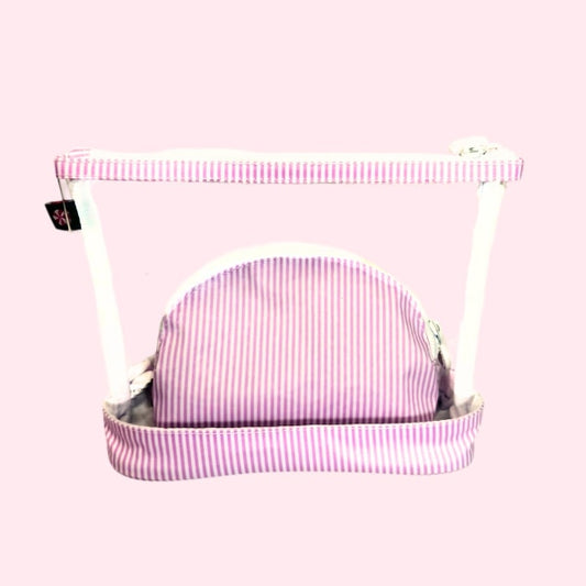 Pink Seersucker Preppy Stripe Jet-Set-Wipeable