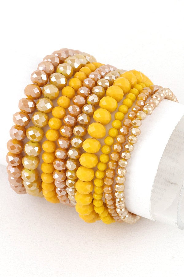 Mix Shades Layered Stretch Bracelet Set in Mustard