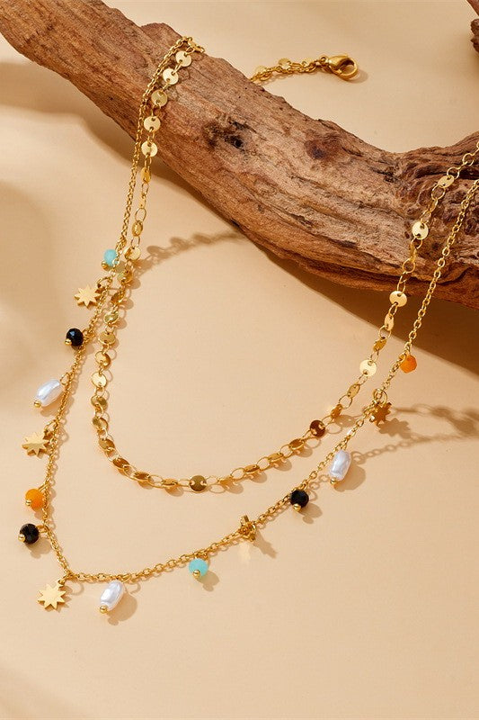 18k Non.Tarnish Seedbead Necklace | Gold
