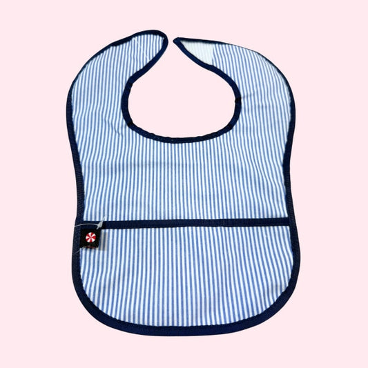 Navy Preppy Stripe Bib-Wipeable