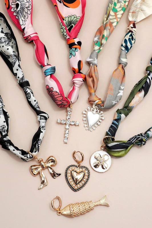 Handcrafted Scarf Interchangeable Charm Necklace | A