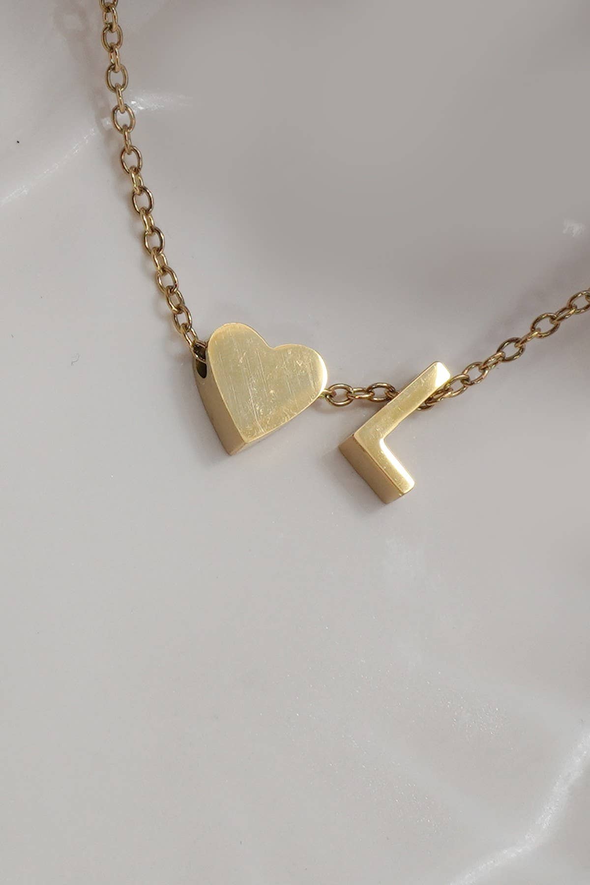 18k Stainless Steel Tarnish Free Initial Necklace | L