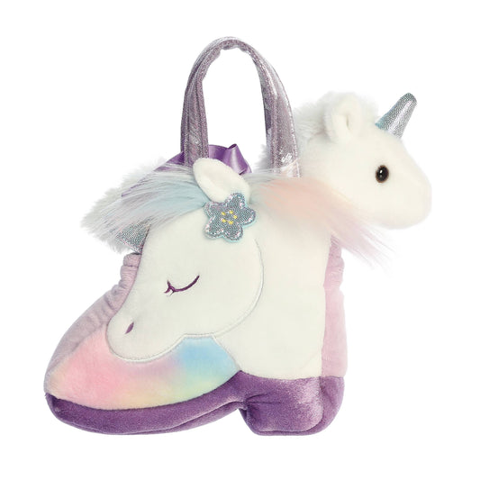 7" Plush Unicorn in Rainbow Boot Purse Carrier