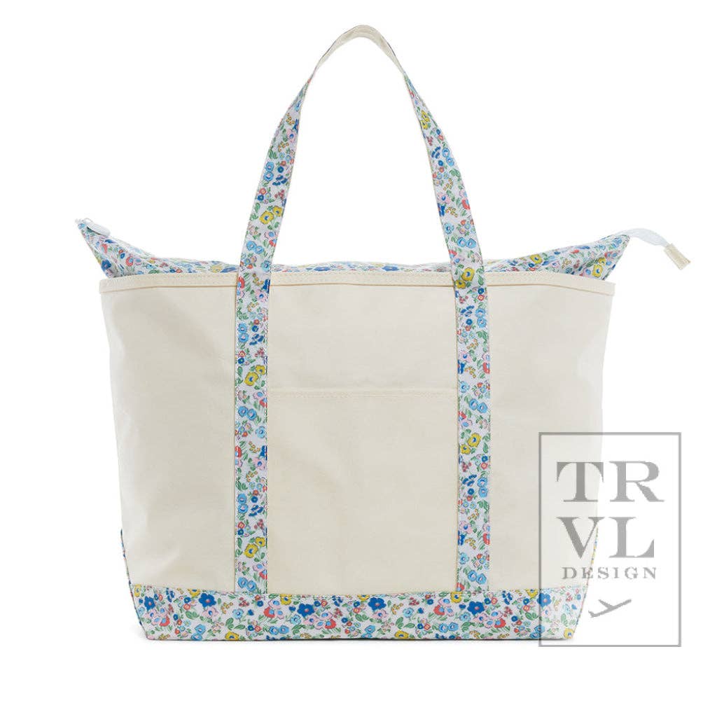 Maxi Tote - Coated Canvas
  Large Natural With Posies Trim