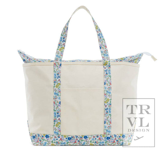MAXI TOTE - COATED CANVAS
  Large NATURAL With POSIES TRIM