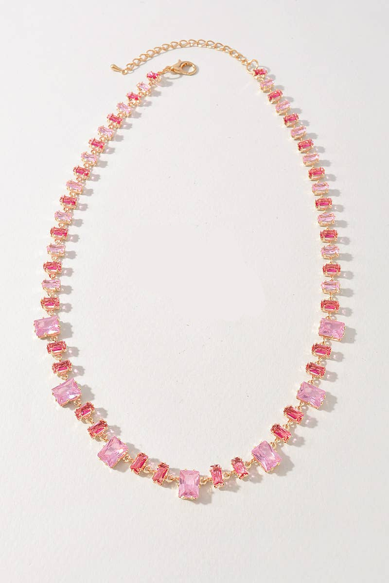 Pastel Crystal Statement Necklace: Pink Multi-Necklace