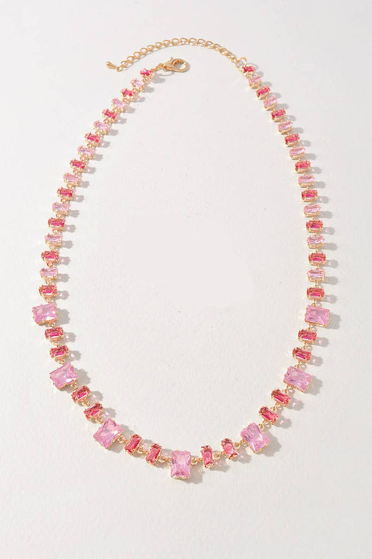 Pastel Crystal Statement Necklace: Pink Multi-Necklace