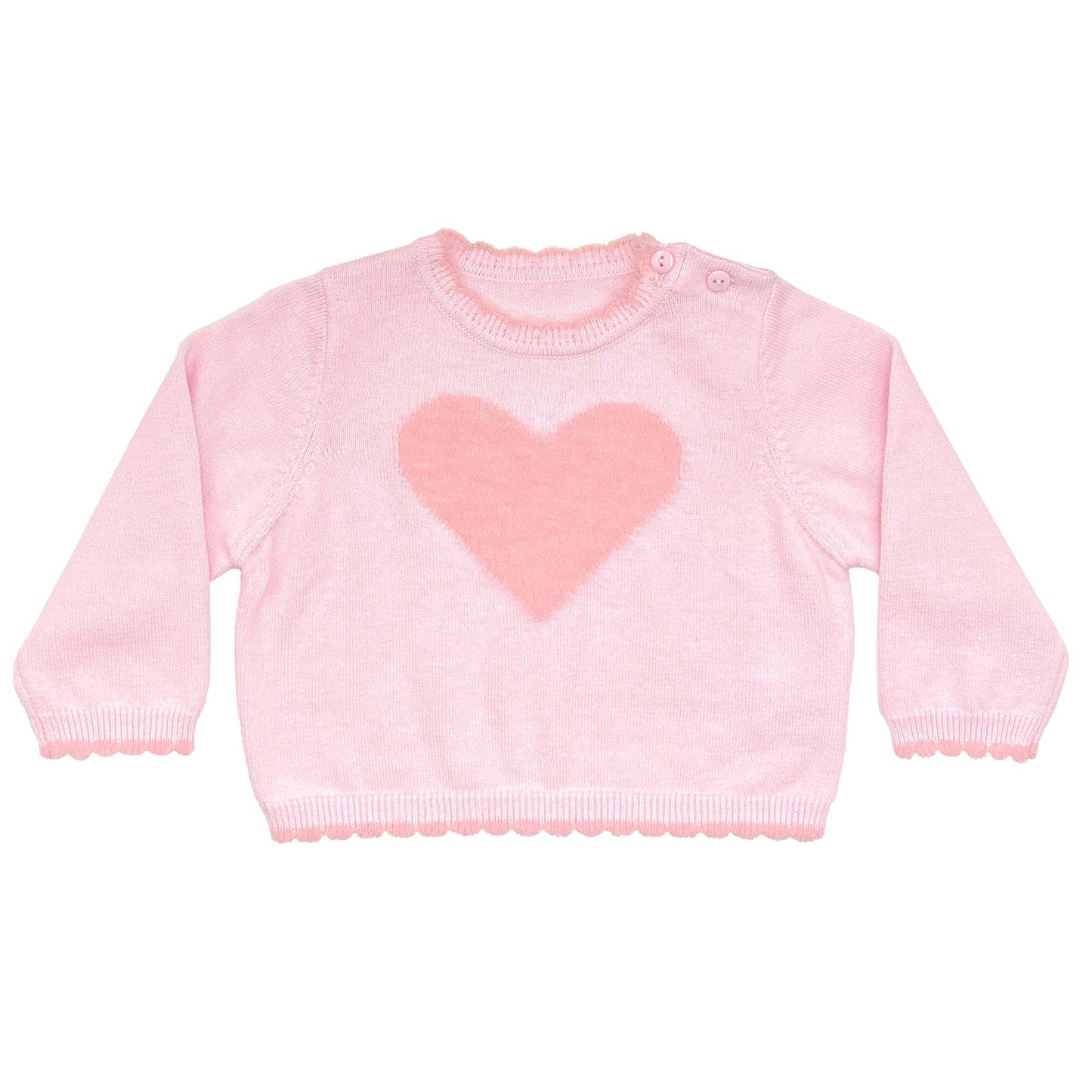 Fuzzy Heart Lightweight Knit Sweater