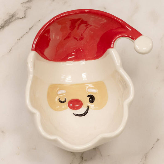 Jolly Santa Tidbit Bowl   White/Red   5.75x5.45