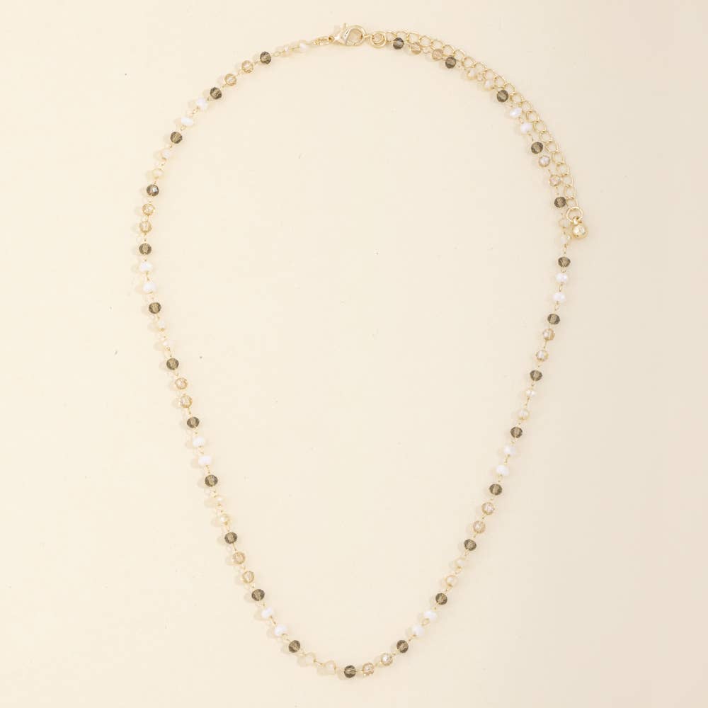 Dainty Faceted Bead Station Chain Necklace: GDBR