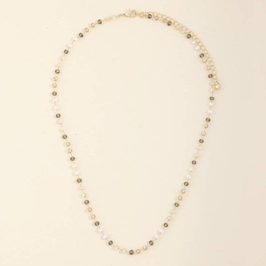 Dainty Faceted Bead Station Chain Necklace: GDBR