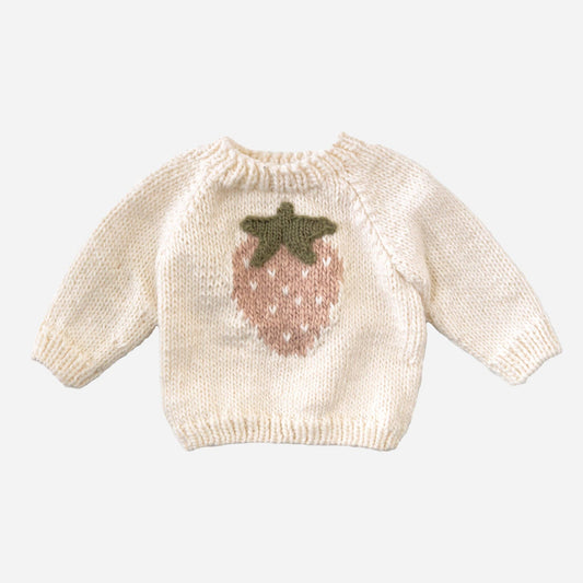 Strawberry Pullover Sweater Baby Kid Fall Winter Fruit: Cream