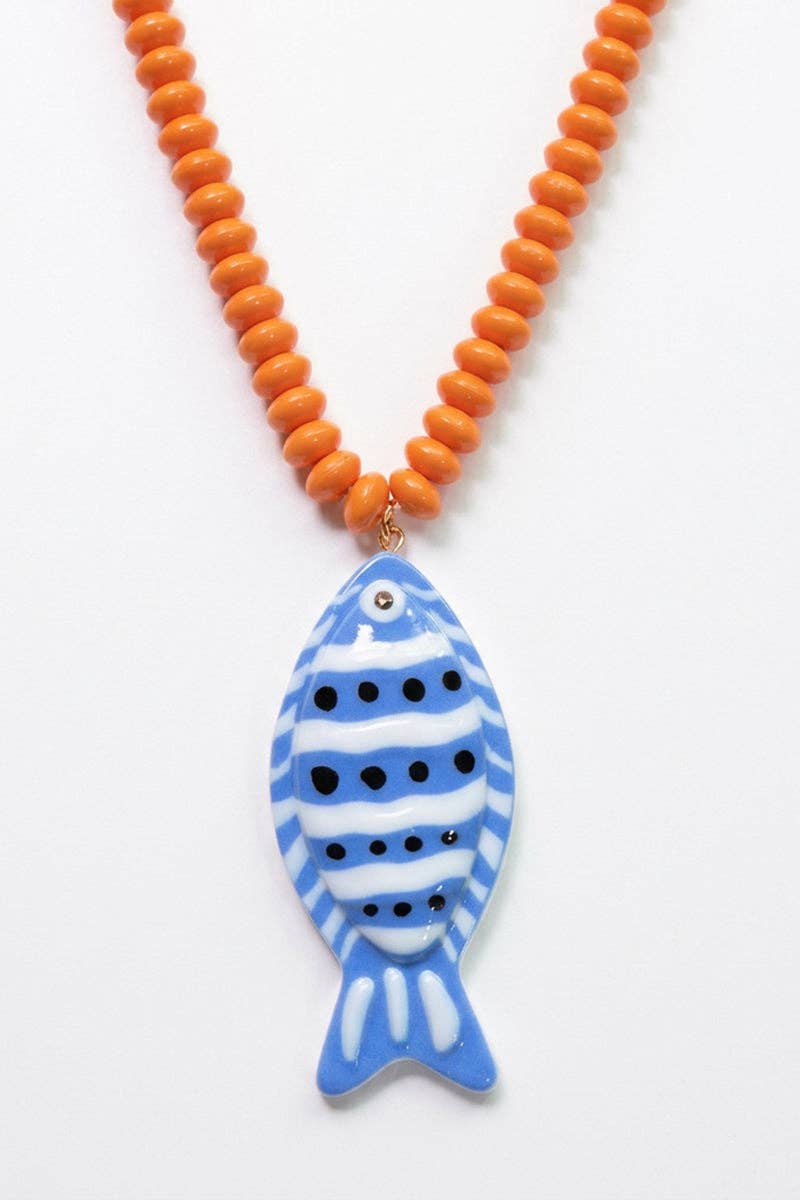 Vibrant Fish Pendant Beaded Necklace: 6 / One Size