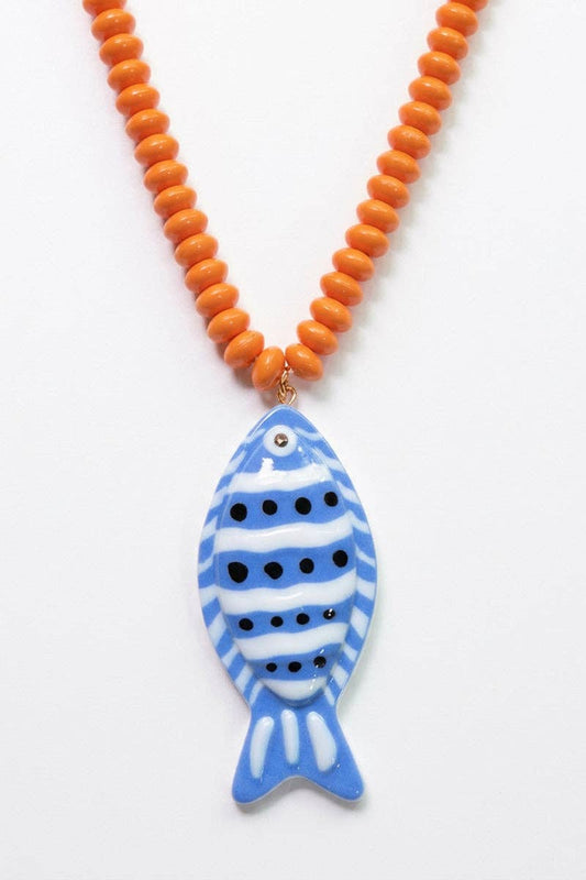 Vibrant Fish Pendant Beaded Necklace: 6 / One Size