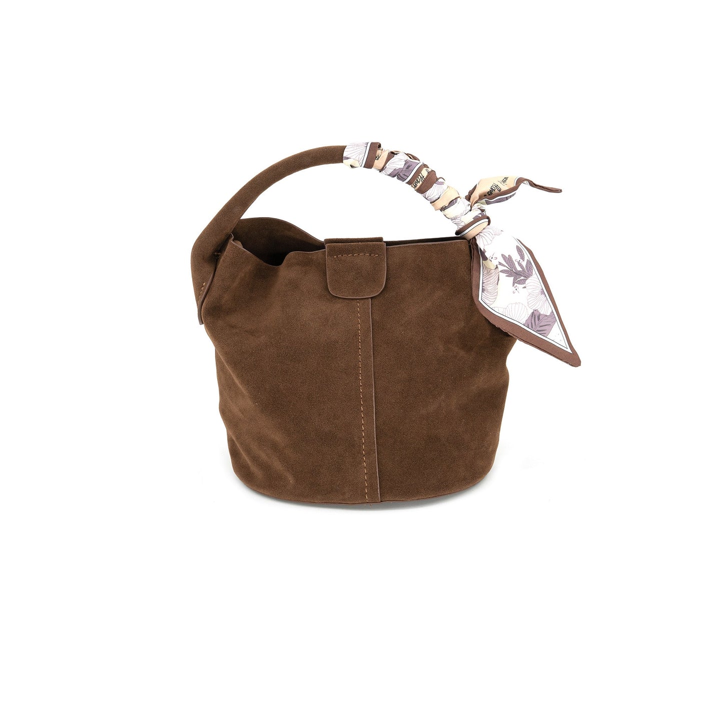 Small Suede Bucket Bag in Chocolate