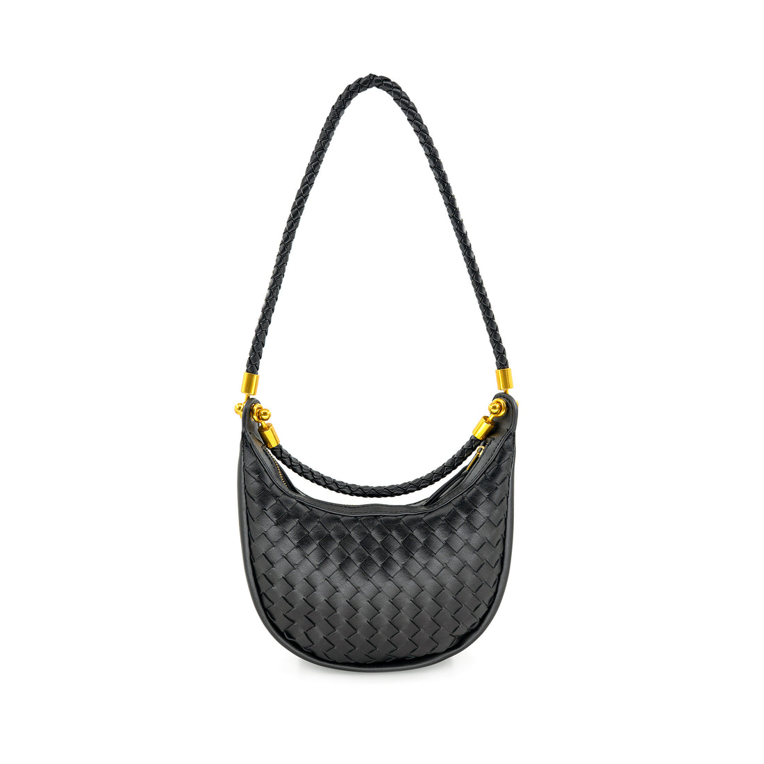 Mini Woven Hobo in Black