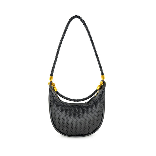 Mini Woven Hobo in Black