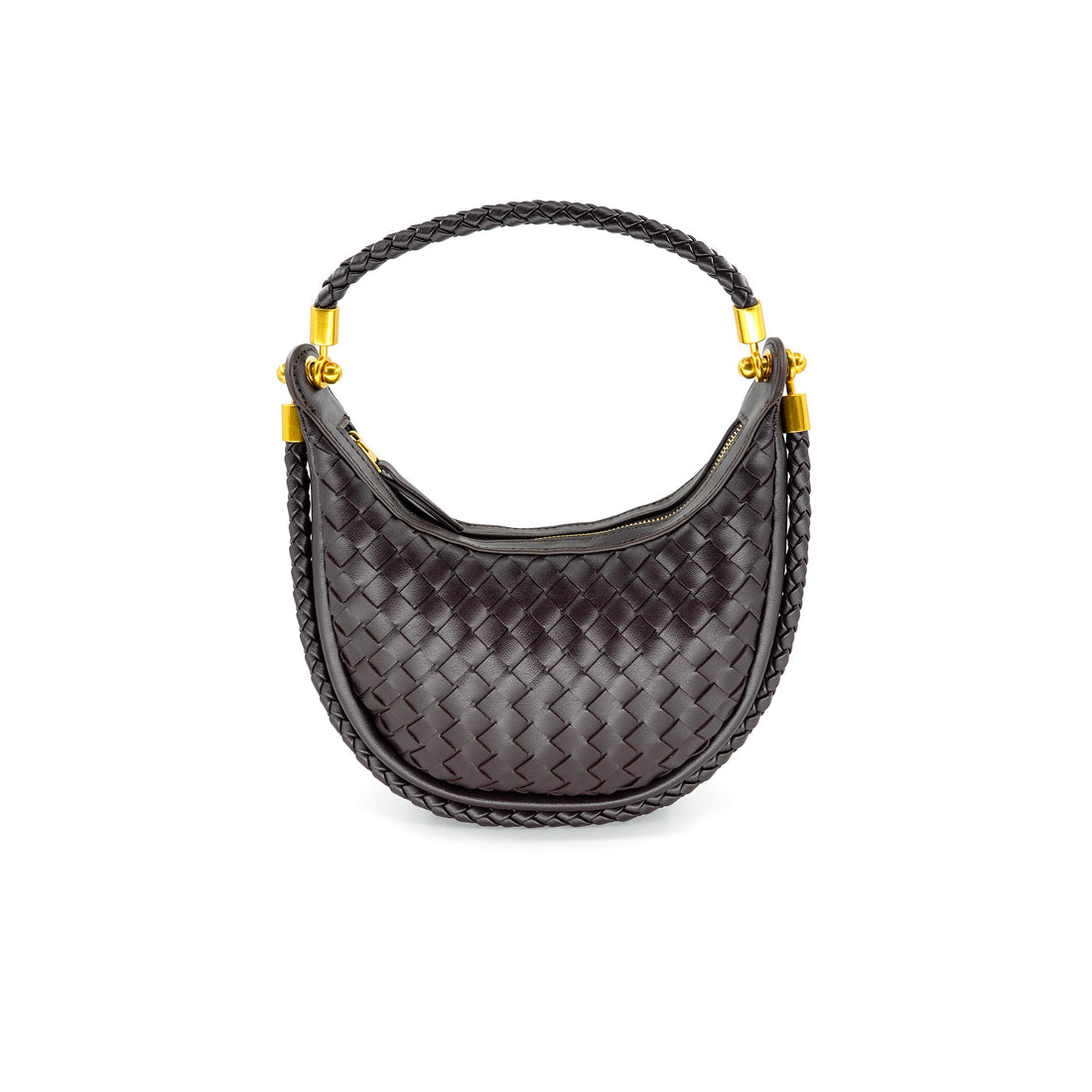 Mini Woven Hobo in Chocolate