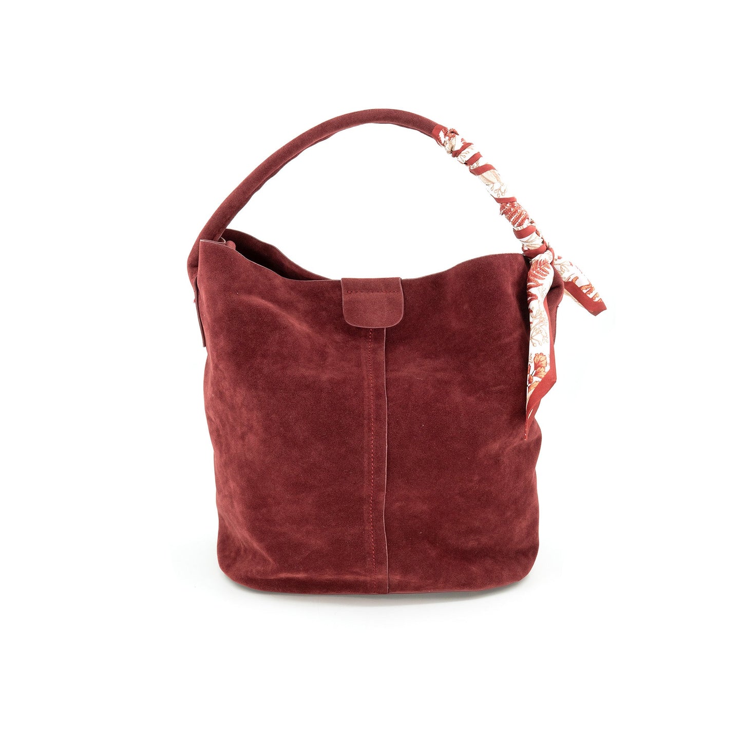 Suede Bucket Bag in Burgundy