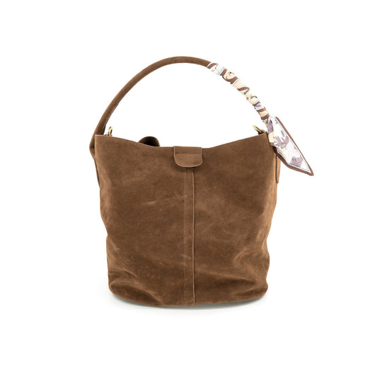 Suede Bucket Bag in Chocolate