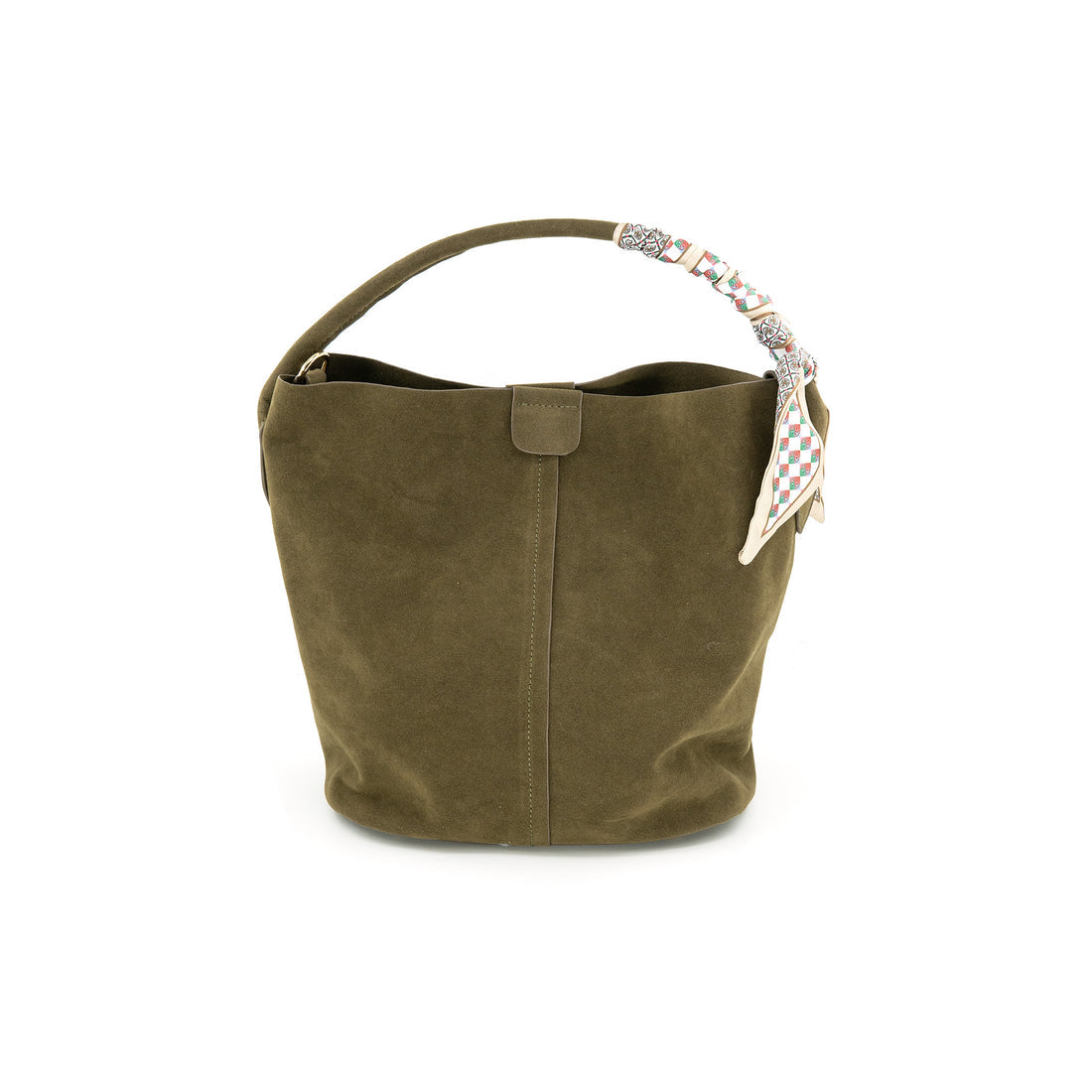 Suede Bucket Bag in Olive