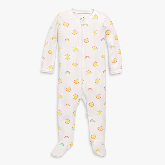 Organic Zip Footie In Sunny Day