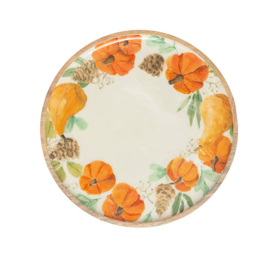 Harvest Round Mango Wood Platter Fall
