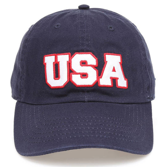 USA Patched Cotton Baseball Cap: NAVY / ONE SIZE