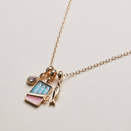 Gold Plated Fish Sardine Can Coastal Charm Necklace: GDPK / ONE