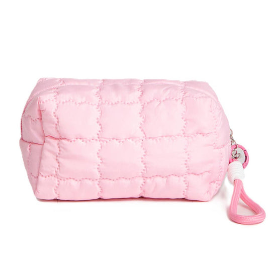 Solid Quilted Wristlet Pouch: PINK