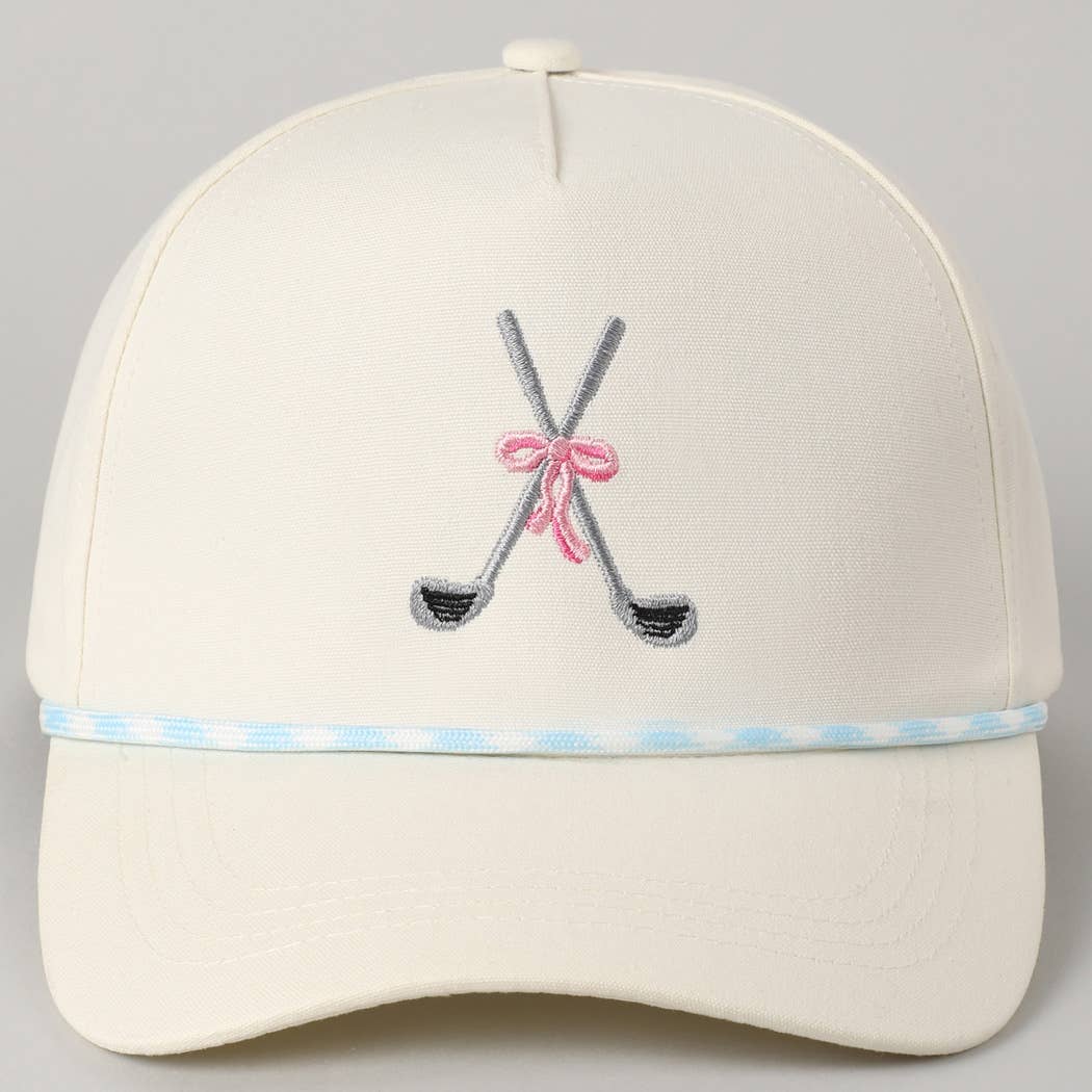 Golf Clubs with Ribbon Embroidered Trucker Hat: LT BLUE / ONE SIZE