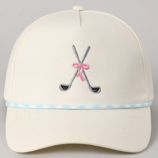 Golf Clubs with Ribbon Embroidered Trucker Hat: LT BLUE / ONE SIZE