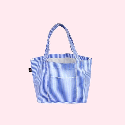 Navy Preppy Stripe Mini Mama Tote-Wipeable