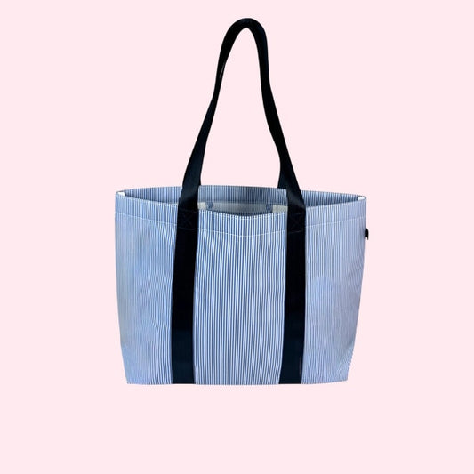 Navy Preppy Stripe Little Mama Tote-Wipeable
