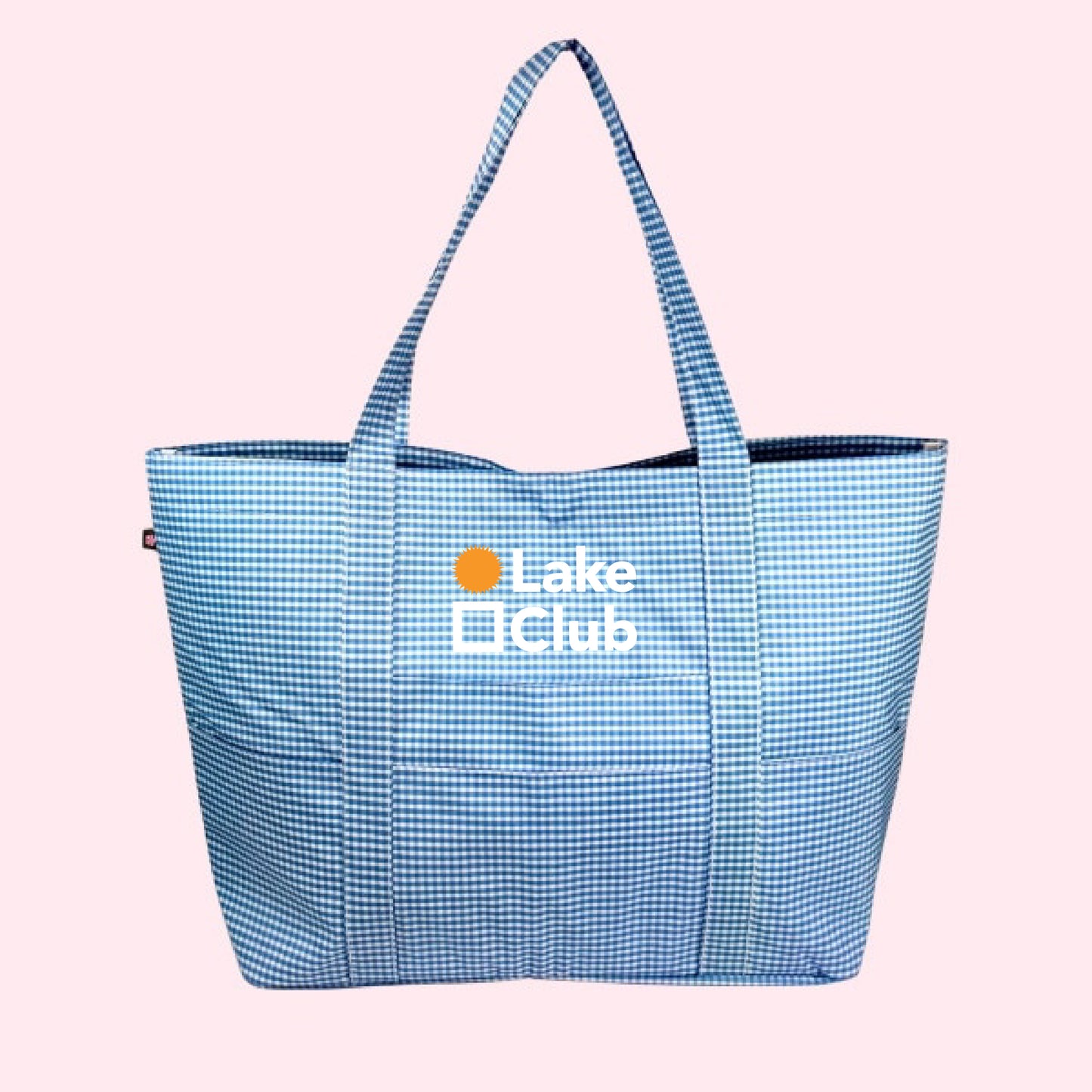Custom Baby Blue Gingham Wipeable Tote