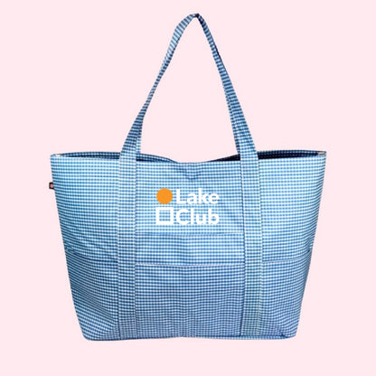 Custom Baby Blue Gingham Wipeable Tote