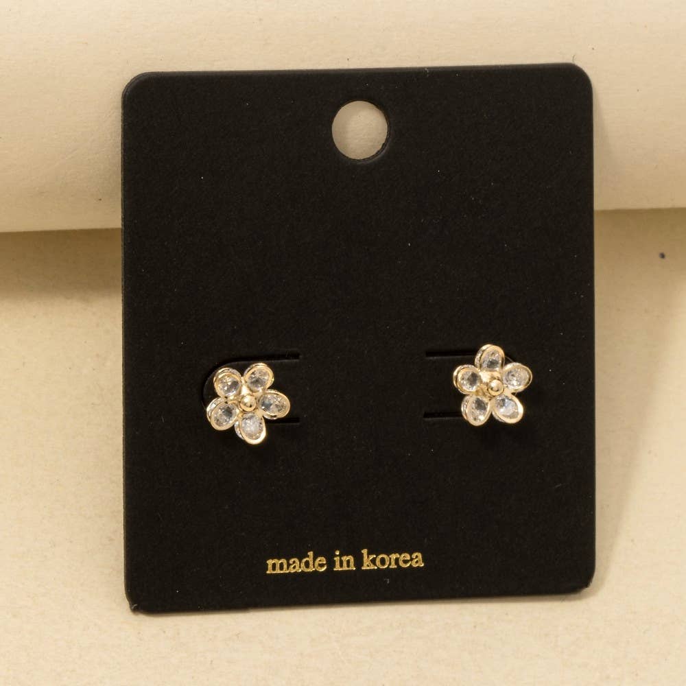 Mini Cz Flower Stud Earrings: G